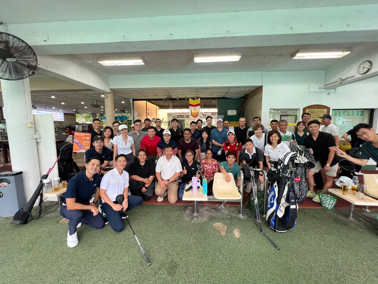 A corporate golf clinic on the range