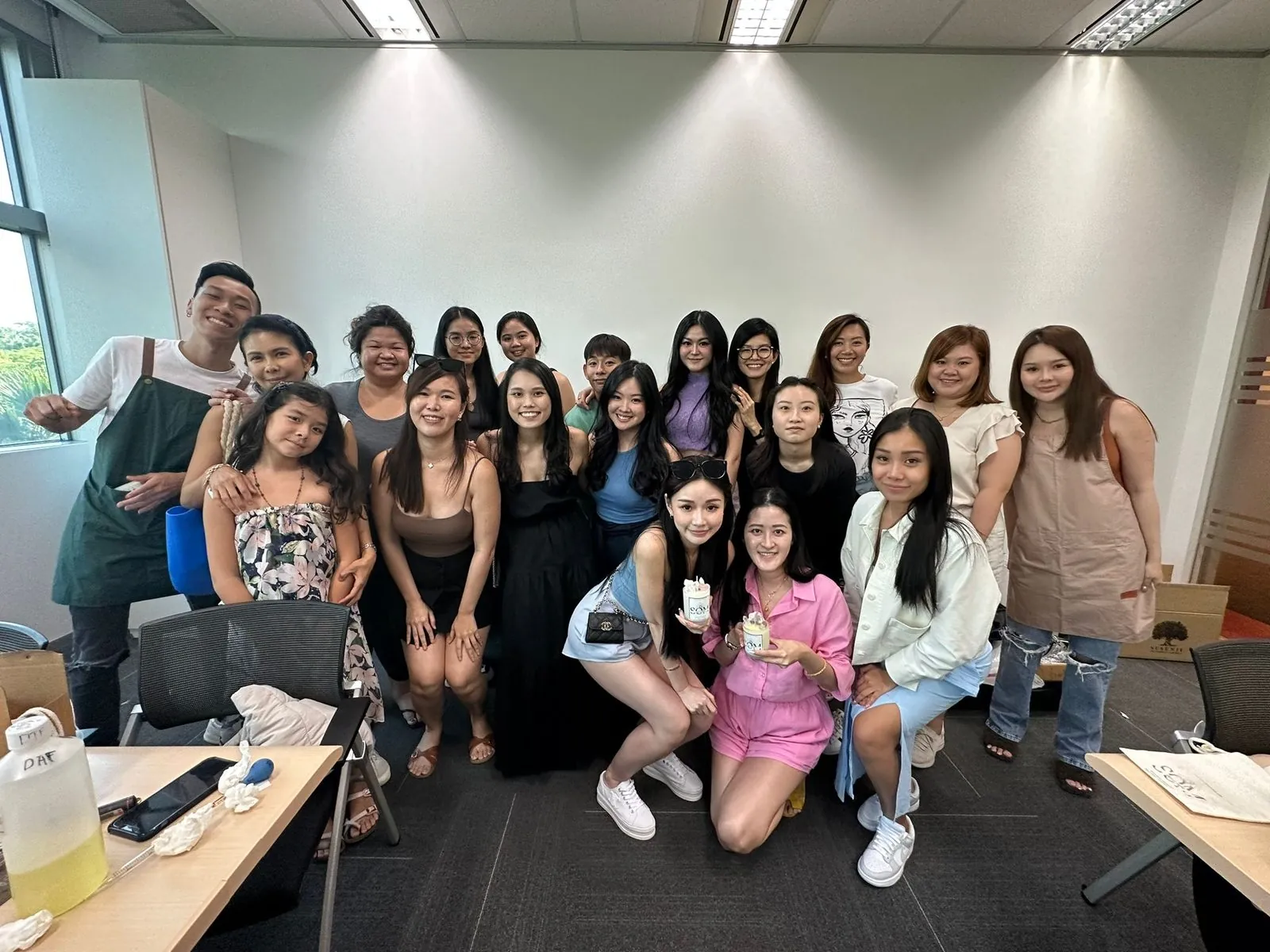 A candle making workshop for a company Women's Day session in Singapore